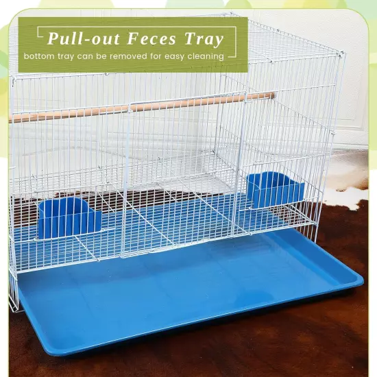 Foldable Metal Bird Cage Food Boxes Standing Posts Small Parrots Parakeets