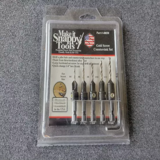 Snappy 40030 Countersink Drill Bit Set - 5 Piece - 5/64, 3/32, 7/64, 1/8, & 9/64