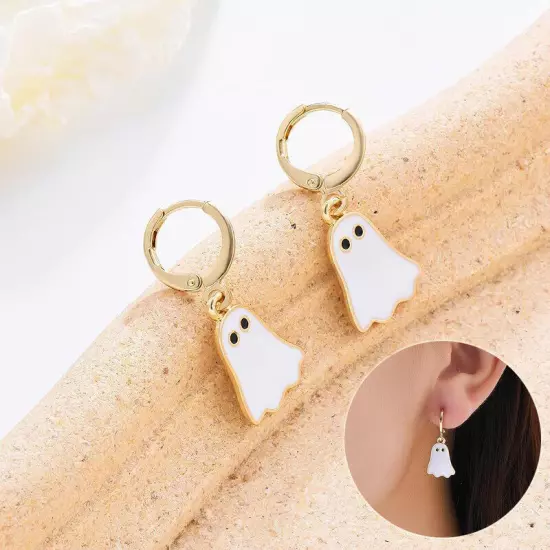 Halloween Ghost Earrings For Women Gold Ghost Huggie Hoop Earrings Halloween Jew