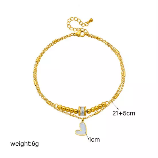 Fashion Jewelry Boho Classic Love Heart Ankle Chain Double Layer Chain Bracelet 