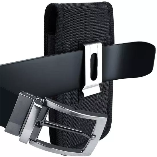 For iPhone 16 PRO MAX Rugged Belt Clip Loops Heavy Duty Buckle Nylon Pouch Black