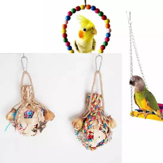 Bird Chewing Toy Chew Toy Ball Cage Bite Large Parrot Toys for Budgie Macaws