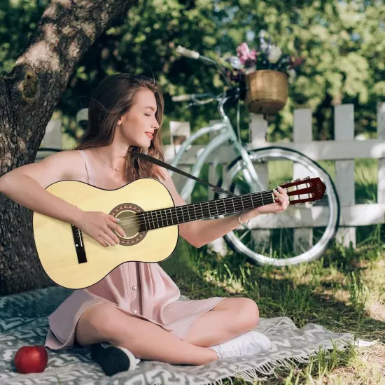 Guitarra Acustica Para Aprendices Novatos Barata Con Accesorios Estuche 38"