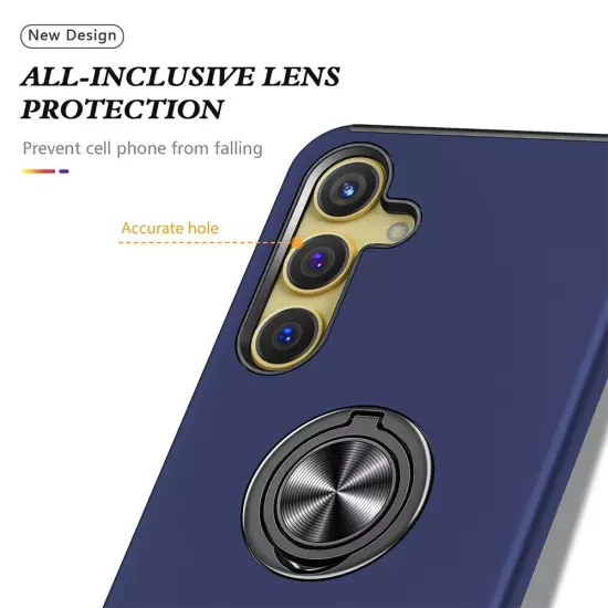 Ring Holder Shockproof Cover Navy + Screen Protector for Samsung S23 FE