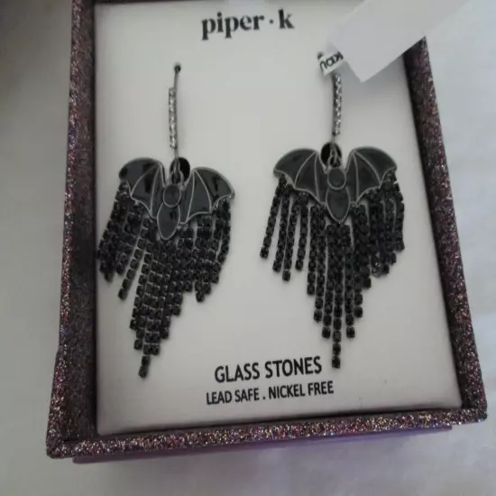 Piper K Bat Glass Stone Earrings/NIB