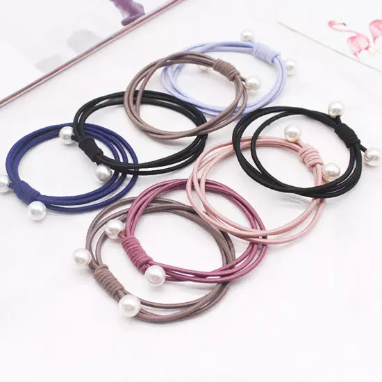 1PCS Simple Knotted Pearls Hair Ring Hair Ties Ponytail Rubber Band Hair Rope