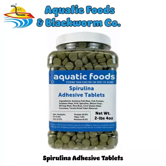 Spirulina Adhesive Tablets for Bottom Feeders, Tropical Fish & More. WL-JAR