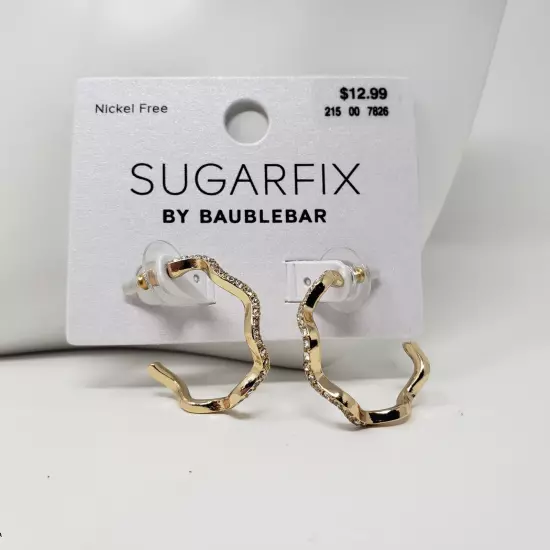 NWT Sugarfix by Baublebar Gold-Tone Lot of 7 Earrings Hoop Cuff Pearl Rhinestone