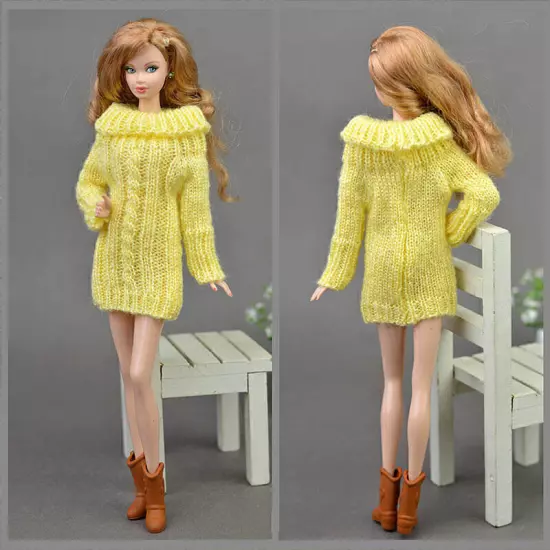 1:6 Accessories Knitted Handmade Sweater Top Coat Dress Clothes For 11.5" Doll