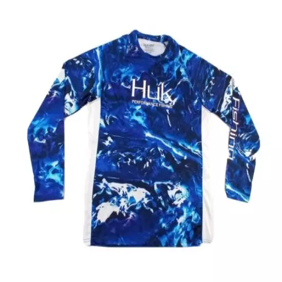 Huk Performance Fishing Shirt Mossy Oak Hydro Long Sleeve Men's Large L Blue 