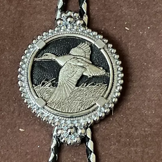 Vintage Duck Bolo Tie Silvertone Western Wear