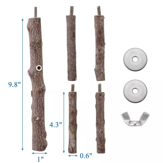 Natural Wood Bird Perch Stand, Hanging Multi Branch Perch for Parrots, Parake...