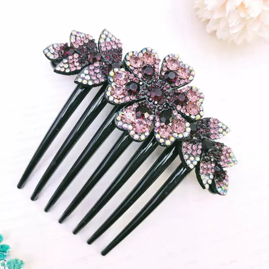 Crystal Flower Hair Comb Clip Shiny Rhinestones Hairpins Women Hair Accessories*