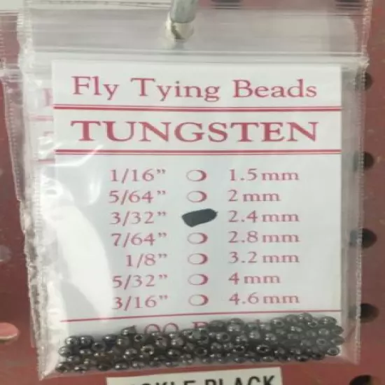  Tungsten Beads 100 Ct. Nickel Black All Sizes 1/16 to 3/16 100 Count Pkg