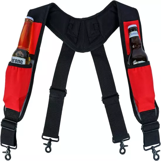 MELOTOUGH Men'S Suspenders,Tool Belt Suspender with Holster Beverage Holder Belt