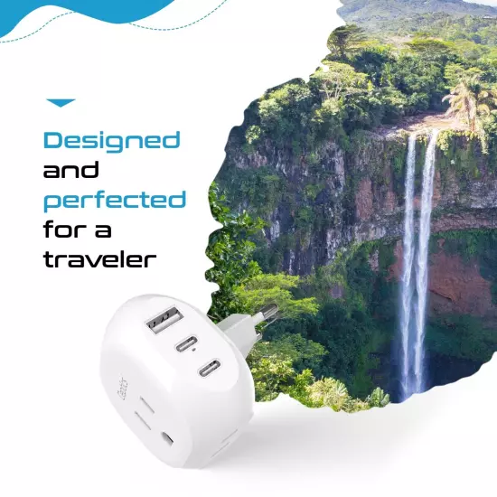 Ceptics European Travel Plug Adapter USA to Type C Italy,Iceland, Austria PTU-9c