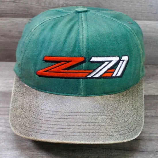 VTG 90's Chevy Silverado Z71 Green Adjustable Strap Back Hat Cap Unisex Made USA