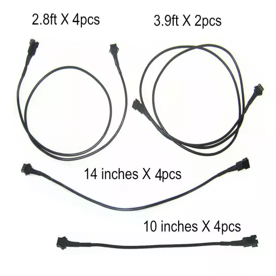 4 Size Black Extension Wire Kit Work For Golf Car Underbody Multi Color Lights