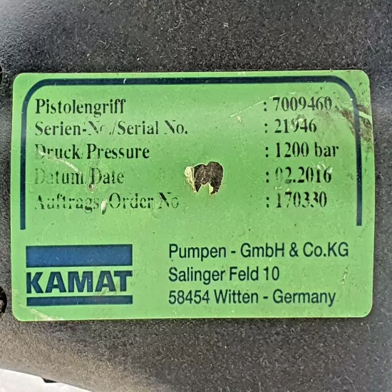 KAMAT 1200 Bar Trigger for High Pressure Water Jetting Pump 17400 PSI # NEW