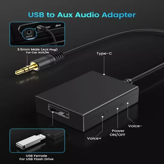 ANDTOBO USB to Aux Audio Adapter 35mm Male to USB Female for Playing Music wit