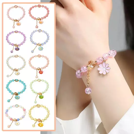 Crystal Bracelet Daisy Bracelet Beads Cute Girly Fashion Gelang Accessories C2N9