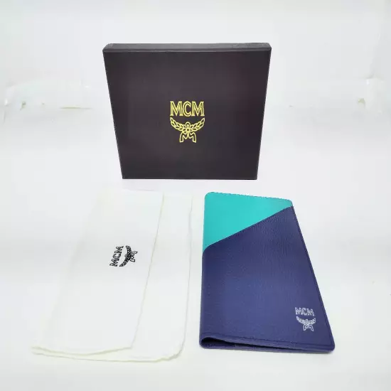 MCM LEATHER TWO COLOR PASSPORT WALLET WITH DUST COVER NEW IN BOX