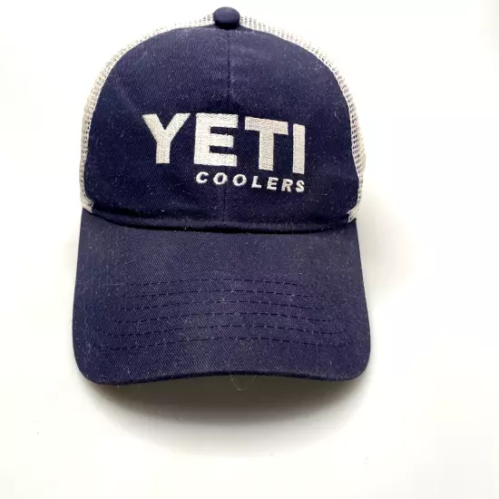 Yeti Coolers Snap Back Trucker Hat Cap Mesh Navy Blue One Size -