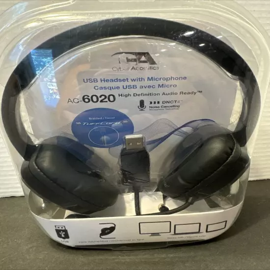 NEW CYBER ACOUSTICS AC-6020 HEADBAND HEADPHONES