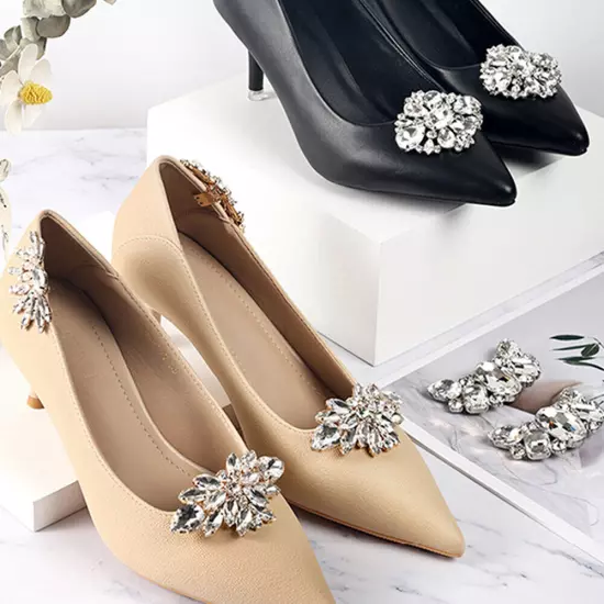 Diamante Rhinestone Shoe Clips Charms Buckle Removable Crystal Shoe Decoration