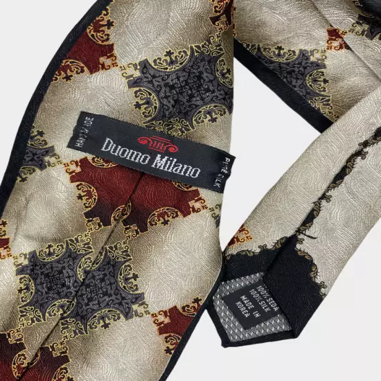 Duomo Milano Italian Handmade Art Cross Vintage Silk Necktie Tie 4" x 57"