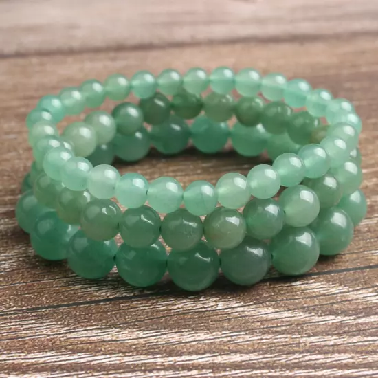 Natural Green Aventurine Stone Bracelet Green Crystal round smouth