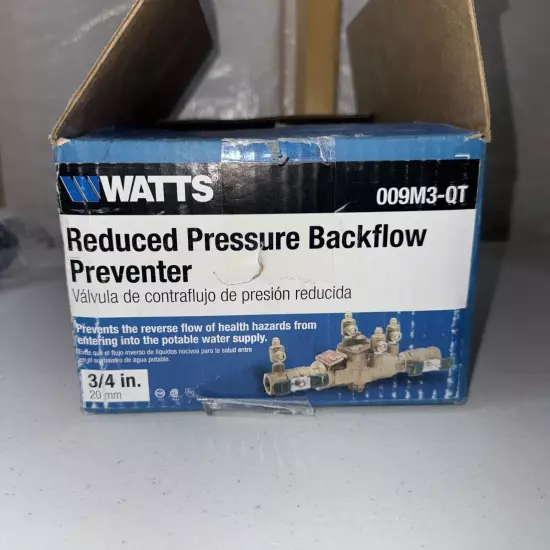 Watts 3/4" 009M3-QT Backflow Preventer Reduced Pressure Zone Backflow Preventer