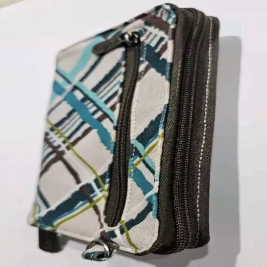 Thirty One Sea Plaid Zip Around Wallet