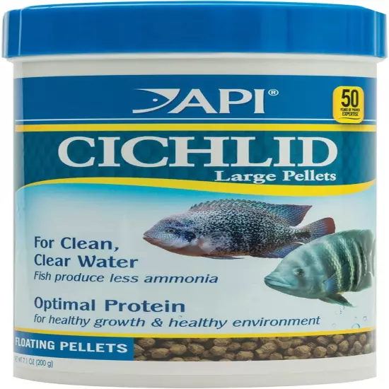 API CICHLID LARGE PELLETS Large Floating Pellets Fish Food 7.1-Ounce Container