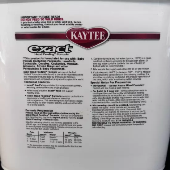 Kaytee exact all birds Parrot Hand Feeding Formula 22 lb 