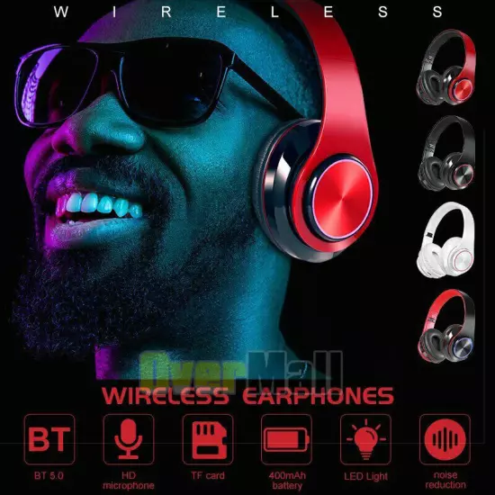 BT Wireless 3.5mm Gaming Headset LED Headphones Stereo Surround For PC Xbox ONE