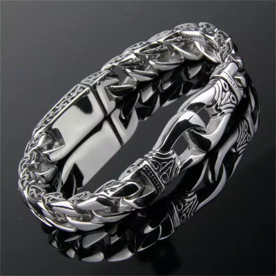 Men's Heavy Sturdy Stainless Steel Motorcycle Biker Chain Bracelet Wristband USA