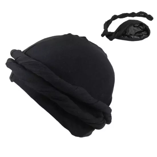 Mens Turban Head Wrap Satin Lined Head Scarf Elastic Headband Caps Halo Hijab