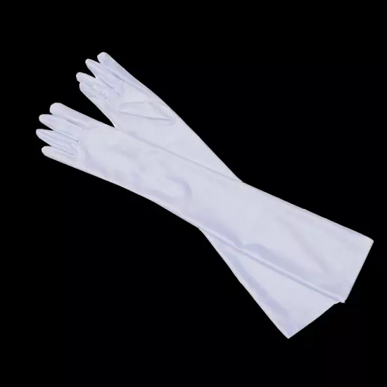 WHITE Long Gloves Opera Wedding Bridal Evening Party Prom Costume Glove Spandex