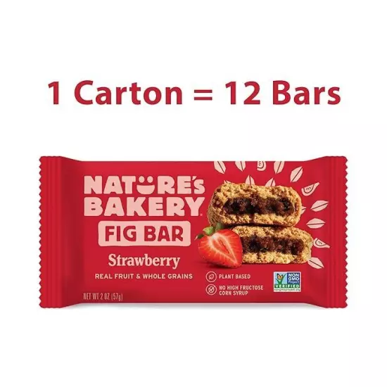 Nature’S Bakery Whole Wheat Fig Bars, Strawberry, Real Fruit, Vegan, Non-Gmo, Sn