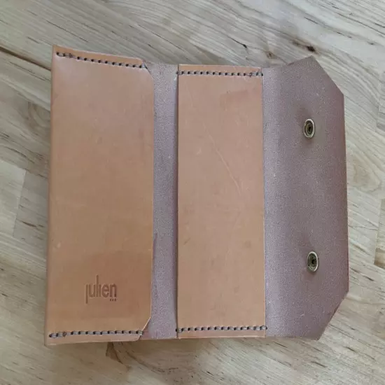 Handmade Passport Wallet, Cover - Smooth Natural Cow Leather - Snap Closing