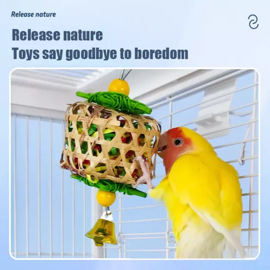 Natural Bamboo Rattan Toy Parrots Cage Rattan Shredded Paper Toy Pet Bird Toys