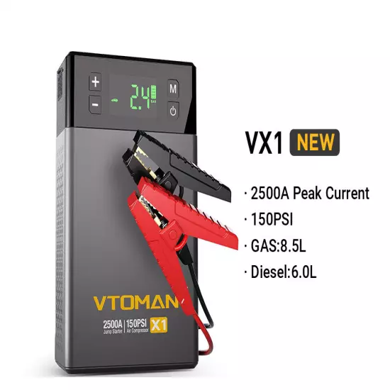 Car Jump Starter Portable Power Bank with Air Compressor 150 PSI Starting Device