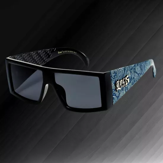 Mens Locs Rectangular Lowrider Biker Flat Top Large Frame Bandana Sunglasses