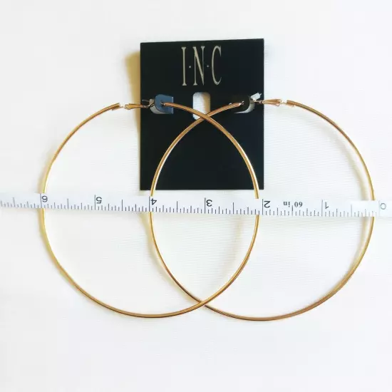 INC International Concepts Gold-Tone Extra-Large 4" Thin Hoop Earrings 100mm