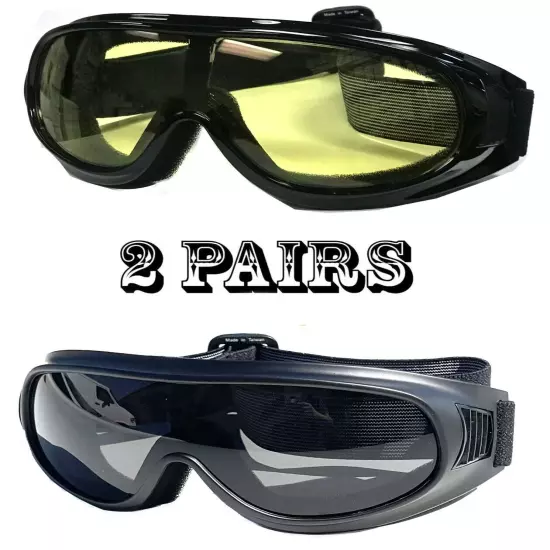 MOTORCYCLE GOGGLES FIT OVER PRESCRIPTION GLASSES SIDE VENTS CHOICE LENS COLOR 