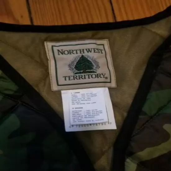 Northwest Territory Men's Large L Full Zip Vest Camo Jacket Insulated e4th1