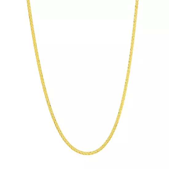 1.25MM SQUARE WHEAT CHAIN NECKLACE REAL 14K YELLOW GOLD