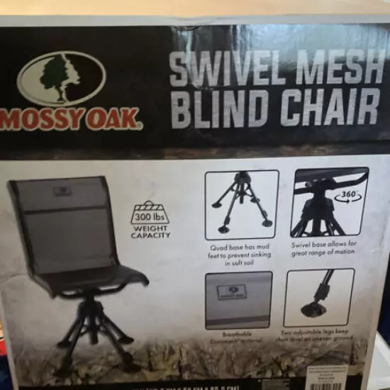 Mossy Oak Swivel Mesh Blind Hunting Chair, Black