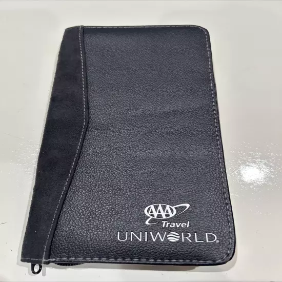 AAA Travel Uniworld Passport Case Zip Around Document Map Holder Blue